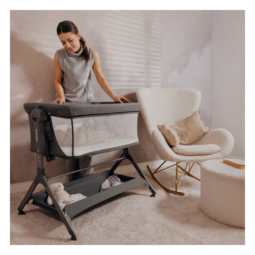 Lionelo - Bērnu gultiņa 3 vienā LEONIE PLUS pelēka