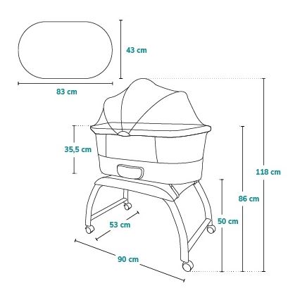 Lionelo - Bērnu gultiņa ar iebūvētu svara mērītāju CORAL White