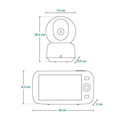 Lionelo - Bērnu monitors ar ekrānu BABYLINE 9.1 5V 3600 mAh
