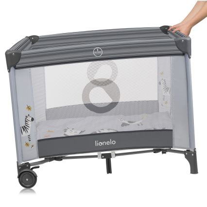 Lionelo - Bērnu rotaļu būris BONNIE Grey Stone