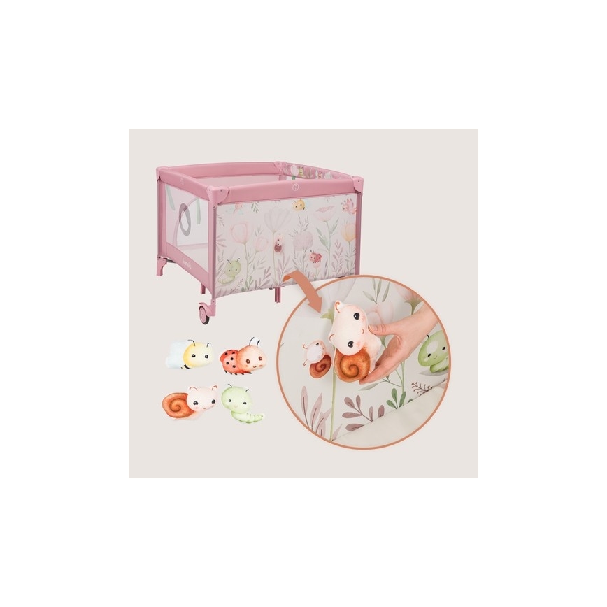 Lionelo - Bērnu rotaļu iežogojums MILLE PLUS rozā