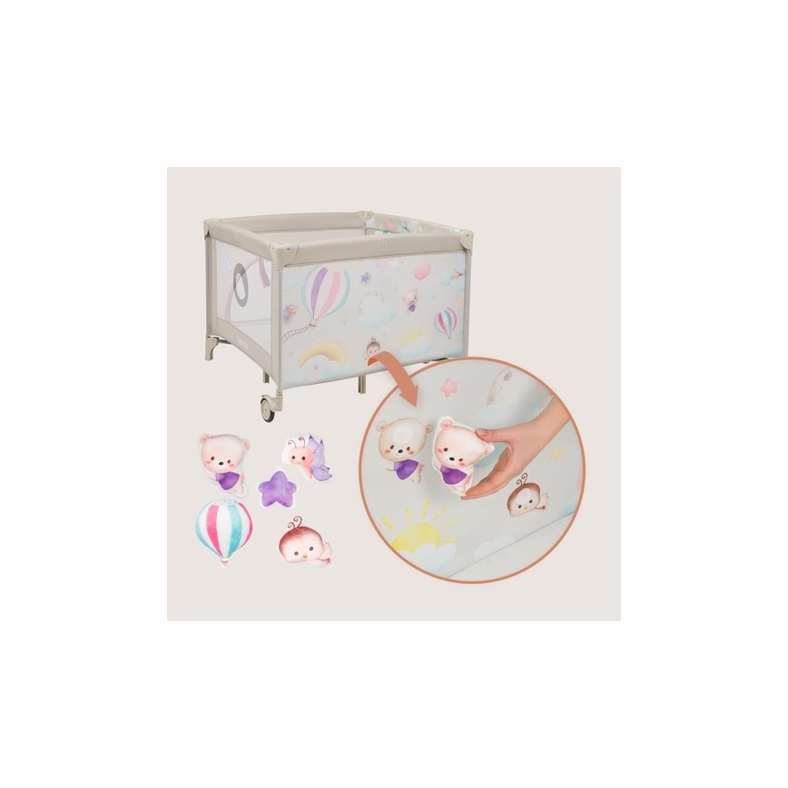 Lionelo - Bērnu rotaļu sētiņa MILLE PLUS pelēk-bēša