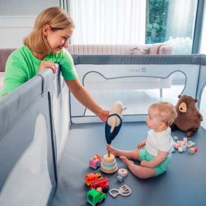 Lionelo - Bērnu rotaļu sētiņa WILLOW pelēka