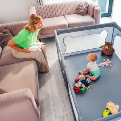 Lionelo - Bērnu rotaļu sētiņa WILLOW pelēka