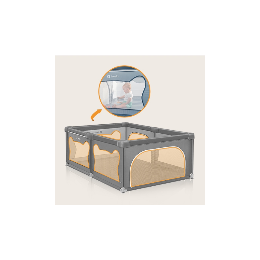 Lionelo - Bērnu rotaļu sētiņa WILLOW pelēka