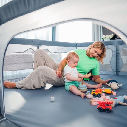 Lionelo - Bērnu rotaļu sētiņa WILLOW XL pelēka