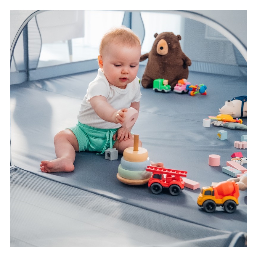 Lionelo - Bērnu rotaļu sētiņa WILLOW XL pelēka