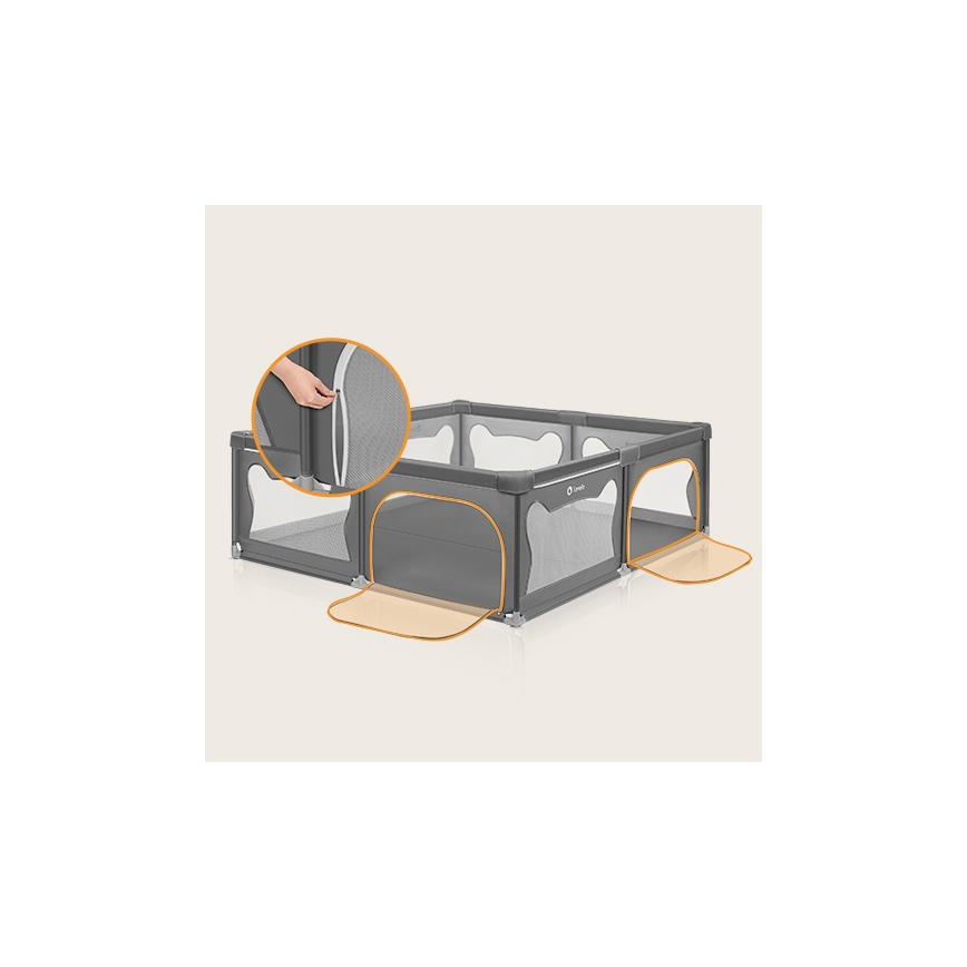 Lionelo - Bērnu rotaļu sētiņa WILLOW XL pelēka