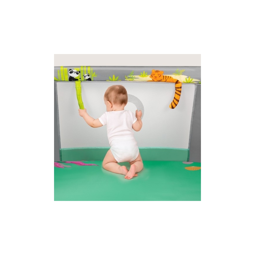 Lionelo - bērnu rotaļu vārti MILLE PLUS, pelēks/zaļš