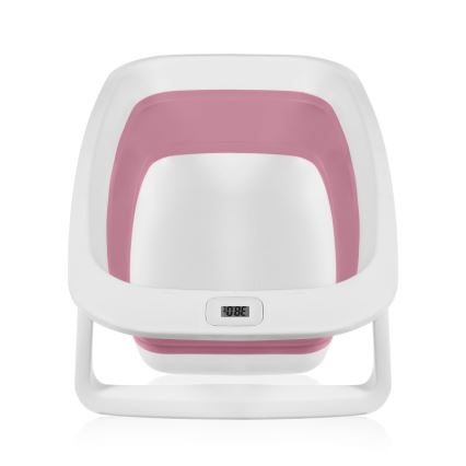 Lionelo - Bērnu saliekamā vanniņa ar termometru BABY BUBBLE 2x LR44 Pink Magnolia