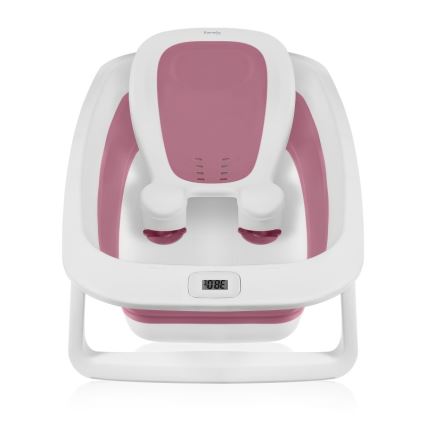 Lionelo - Bērnu saliekamā vanniņa ar termometru BABY BUBBLE 2x LR44 Pink Magnolia