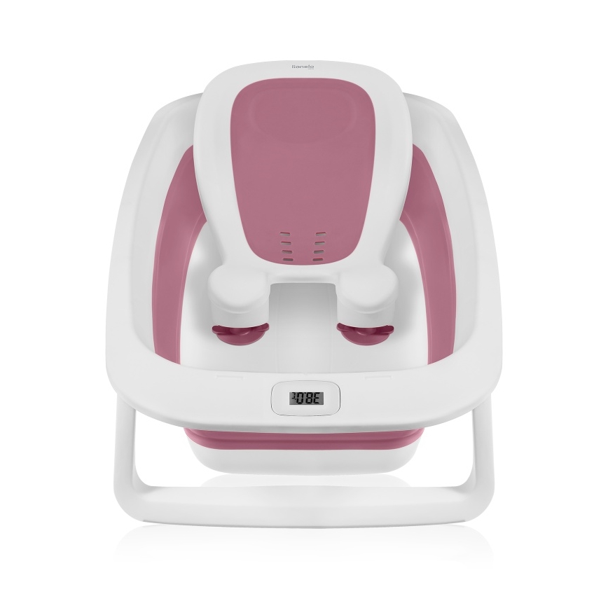 Lionelo - Bērnu saliekamā vanniņa ar termometru BABY BUBBLE 2x LR44 Pink Magnolia
