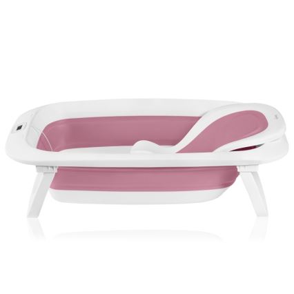 Lionelo - Bērnu saliekamā vanniņa ar termometru BABY BUBBLE 2x LR44 Pink Magnolia