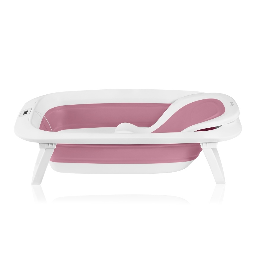 Lionelo - Bērnu saliekamā vanniņa ar termometru BABY BUBBLE 2x LR44 Pink Magnolia