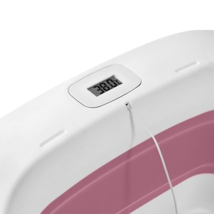 Lionelo - Bērnu saliekamā vanniņa ar termometru BABY BUBBLE 2x LR44 Pink Magnolia