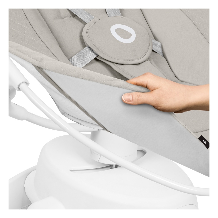 Lionelo - Bērnu šūpulis ar melodiju IRIS, 4xAA, smilškrāsas