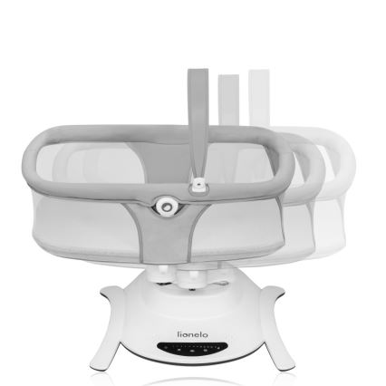 Lionelo - Bērnu šūpuļkrēsls ar melodijām 2‑vienā BELLA 4xAA Grey Concrete + ar tālvadības pulti