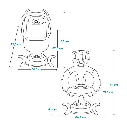 Lionelo - Bērnu šūpuļkrēsls ar melodijām 2‑vienā BELLA 4xAA Grey Concrete + ar tālvadības pulti