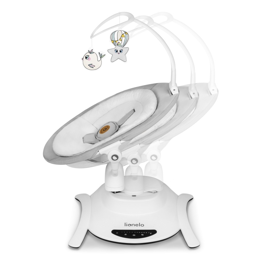 Lionelo - Bērnu šūpuļkrēsls ar melodiju BELLA Grey Concrete + ar tālvadības pulti