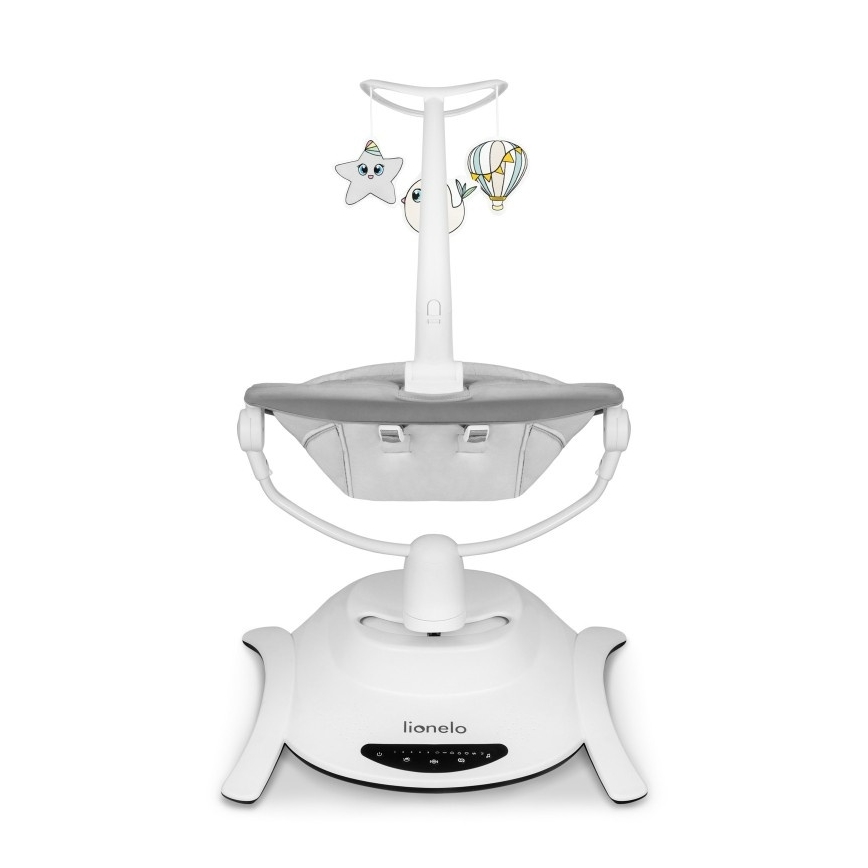 Lionelo - Bērnu šūpuļkrēsls ar melodiju BELLA Grey Concrete + ar tālvadības pulti