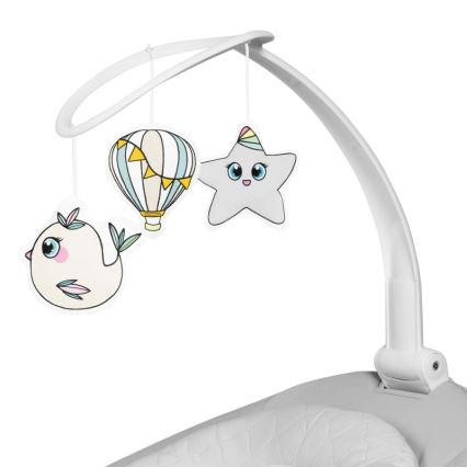 Lionelo - Bērnu šūpuļkrēsls ar melodiju BELLA Grey Concrete + ar tālvadības pulti