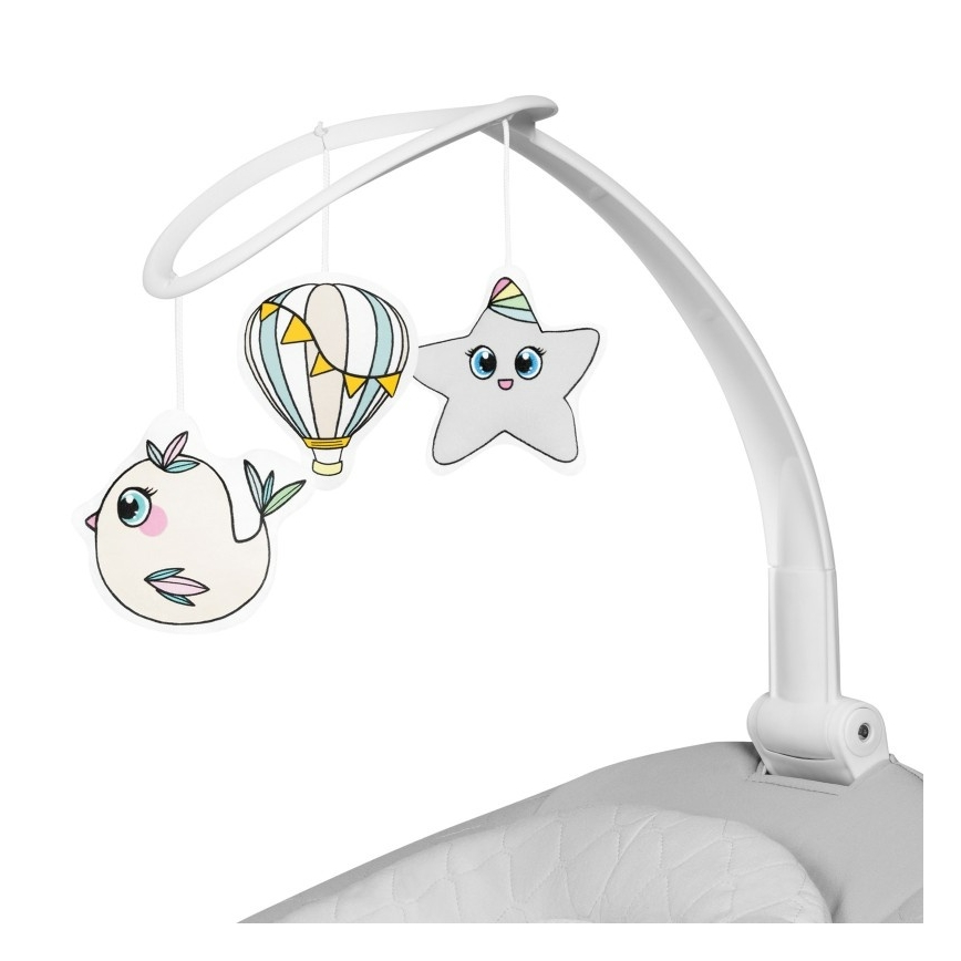 Lionelo - Bērnu šūpuļkrēsls ar melodiju BELLA Grey Concrete + ar tālvadības pulti