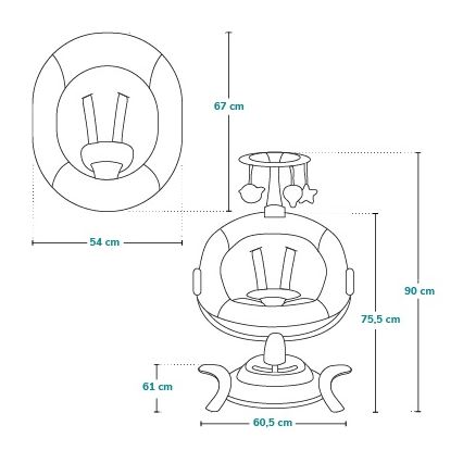 Lionelo - Bērnu šūpuļkrēsls ar melodiju BELLA Grey Concrete + ar tālvadības pulti
