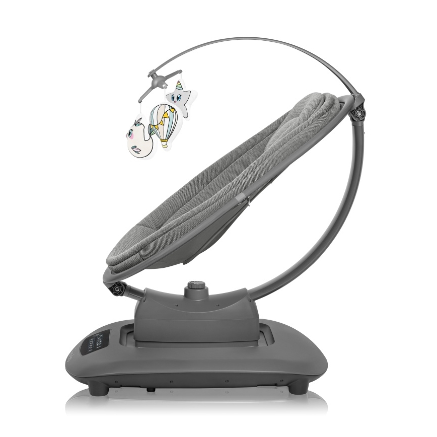 Lionelo - Bērnu šūpuļkrēsls ar melodiju BLOSSOM Grey Concrete + tālvadības pults