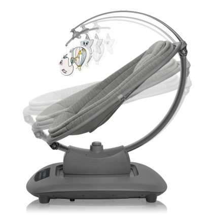 Lionelo - Bērnu šūpuļkrēsls ar melodiju BLOSSOM Grey Concrete + tālvadības pults