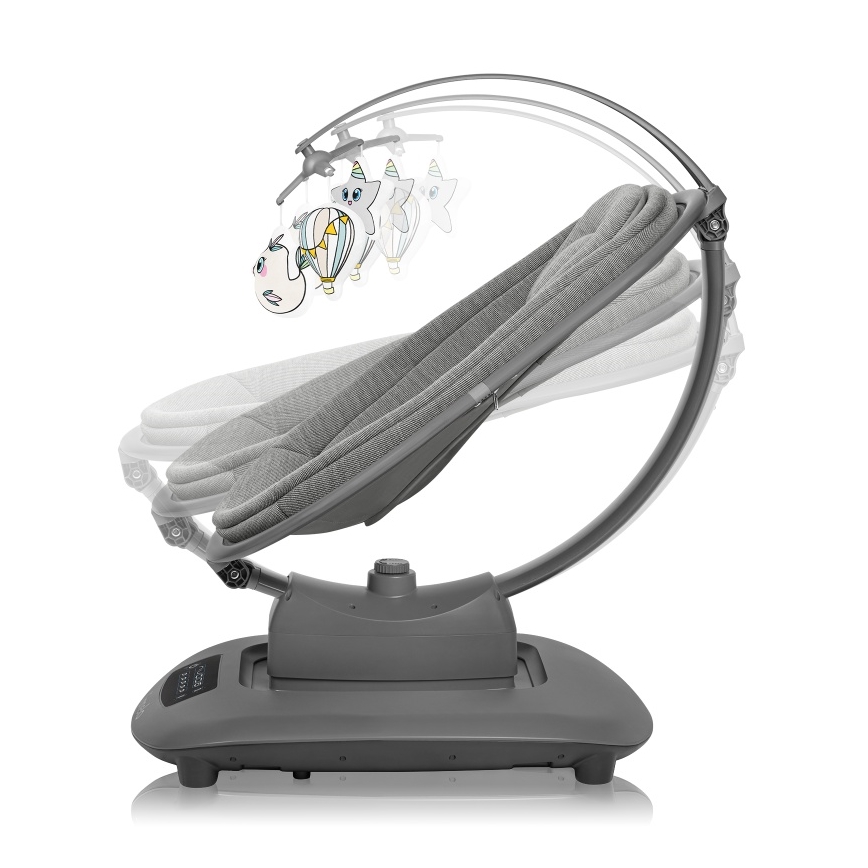 Lionelo - Bērnu šūpuļkrēsls ar melodiju BLOSSOM Grey Concrete + tālvadības pults