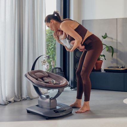 Lionelo - Bērnu šūpuļkrēsls ar melodiju BLOSSOM Pink Mauve + tālvadības pults