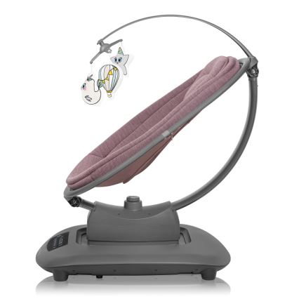 Lionelo - Bērnu šūpuļkrēsls ar melodiju BLOSSOM Pink Mauve + tālvadības pults