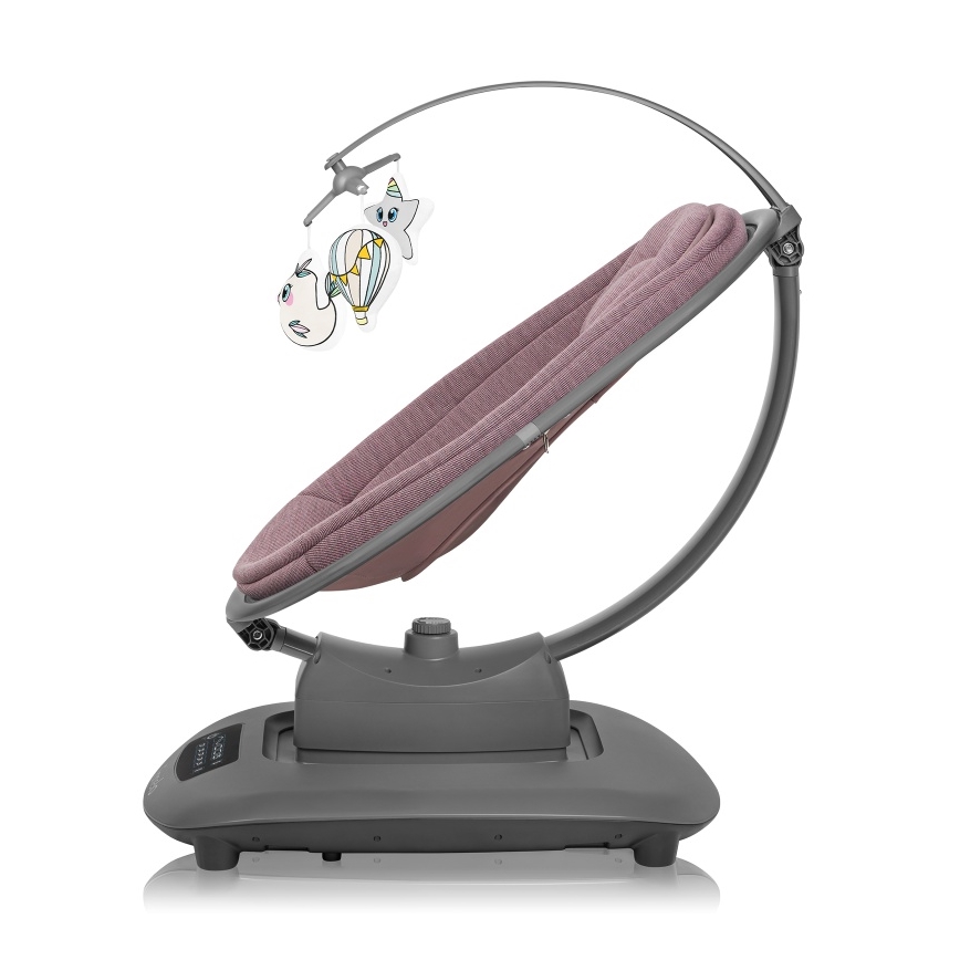 Lionelo - Bērnu šūpuļkrēsls ar melodiju BLOSSOM Pink Mauve + tālvadības pults