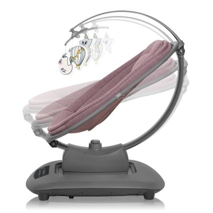 Lionelo - Bērnu šūpuļkrēsls ar melodiju BLOSSOM Pink Mauve + tālvadības pults