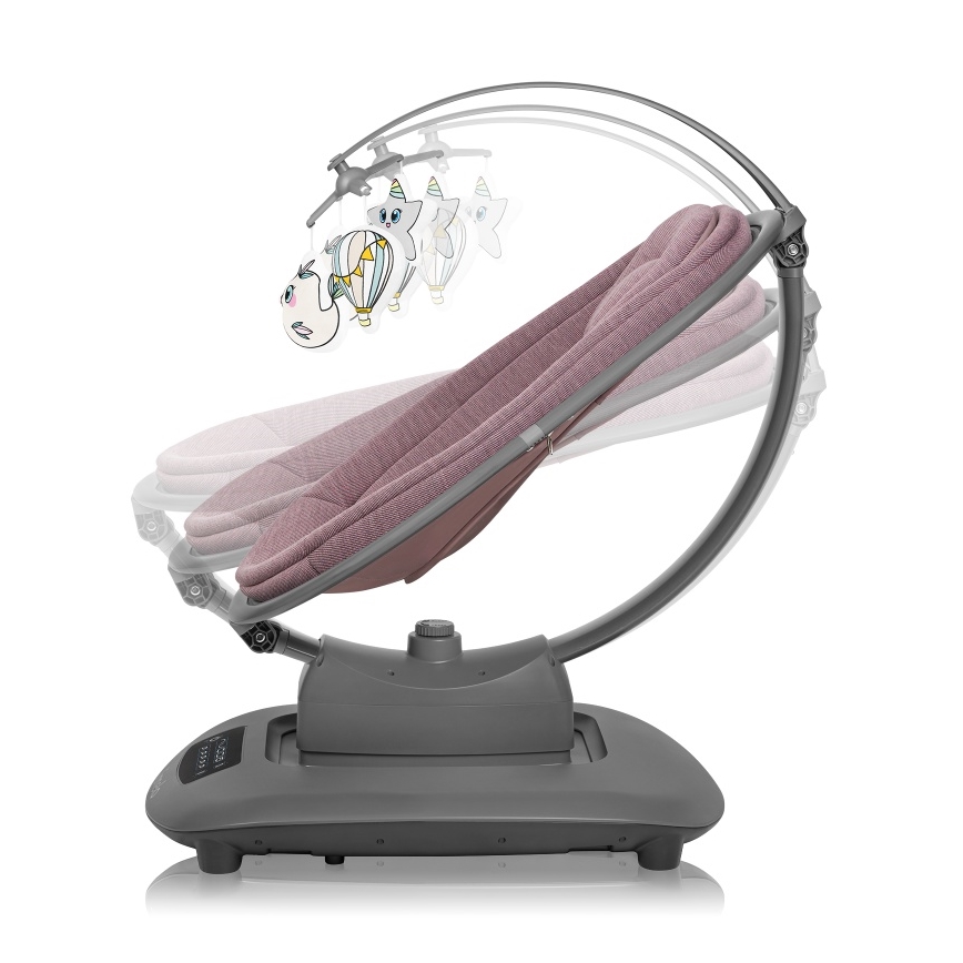 Lionelo - Bērnu šūpuļkrēsls ar melodiju BLOSSOM Pink Mauve + tālvadības pults