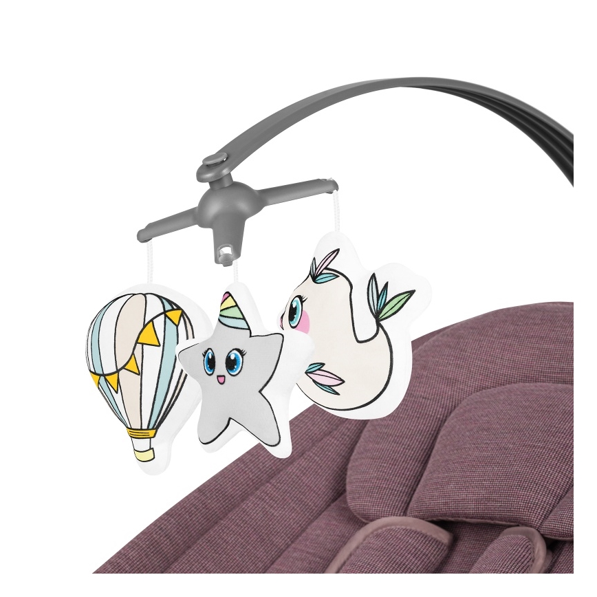 Lionelo - Bērnu šūpuļkrēsls ar melodiju BLOSSOM Pink Mauve + tālvadības pults