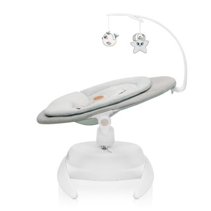 Lionelo - Bērnu šūpuļkrēsls ar melodiju MELL Beige Sand 4xAA + tālvadības pults