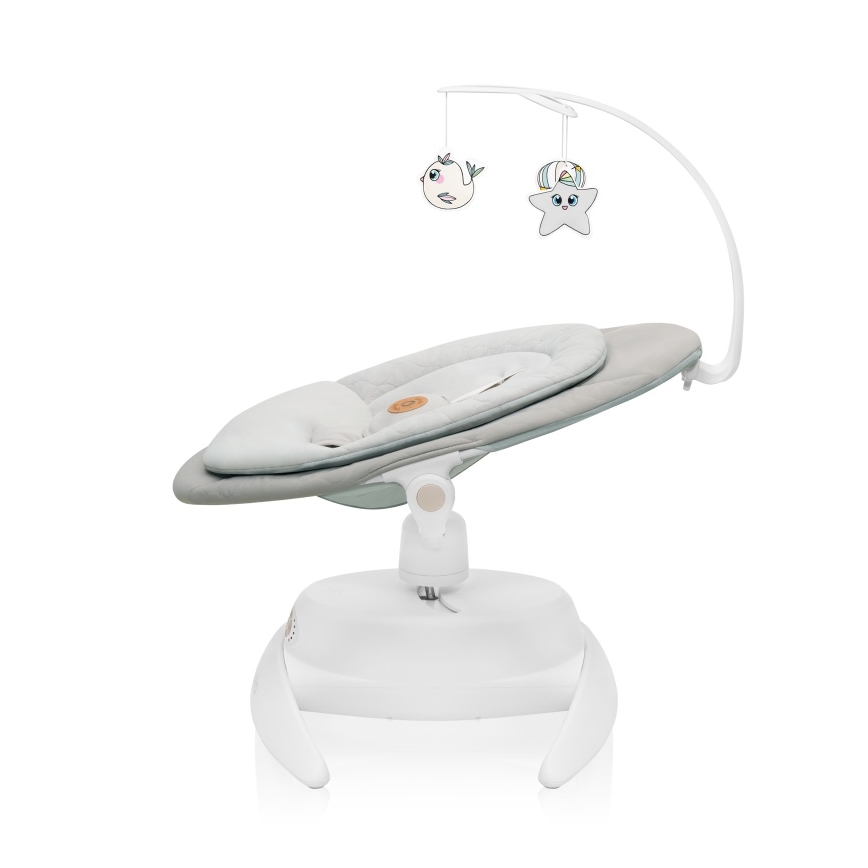 Lionelo - Bērnu šūpuļkrēsls ar melodiju MELL Beige Sand 4xAA + tālvadības pults