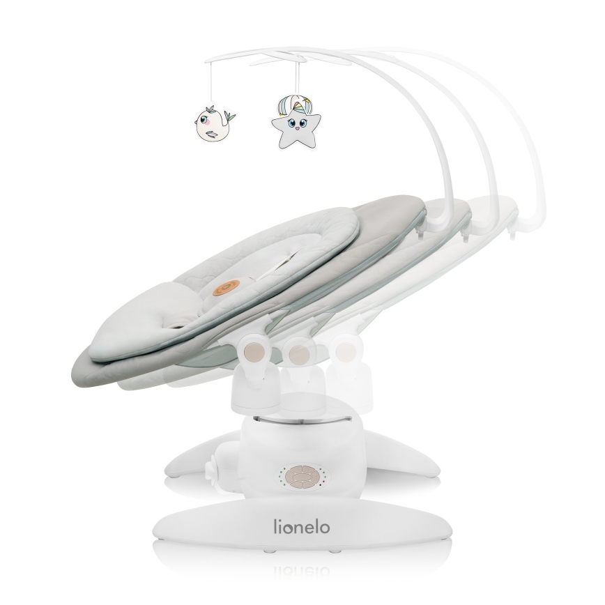 Lionelo - Bērnu šūpuļkrēsls ar melodiju MELL Beige Sand 4xAA + tālvadības pults