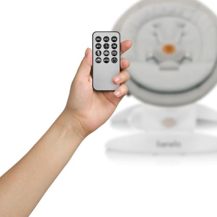 Lionelo - Bērnu šūpuļkrēsls ar melodiju MELL Beige Sand 4xAA + tālvadības pults