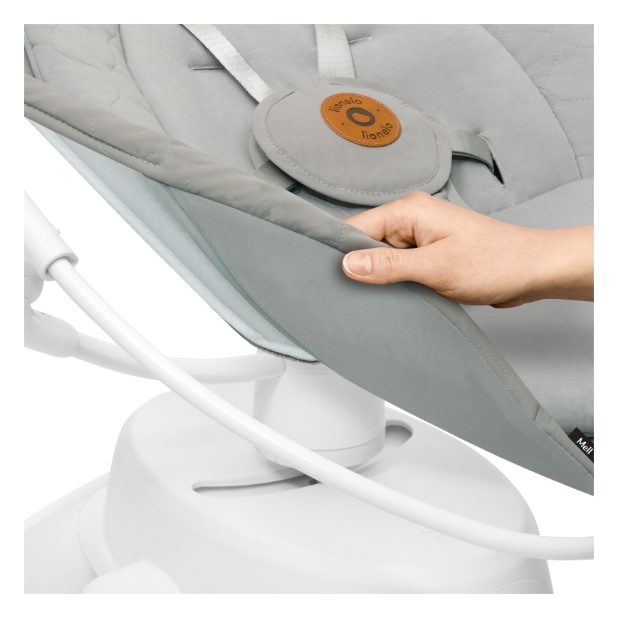 Lionelo - Bērnu šūpuļkrēsls ar melodiju MELL Beige Sand 4xAA + tālvadības pults