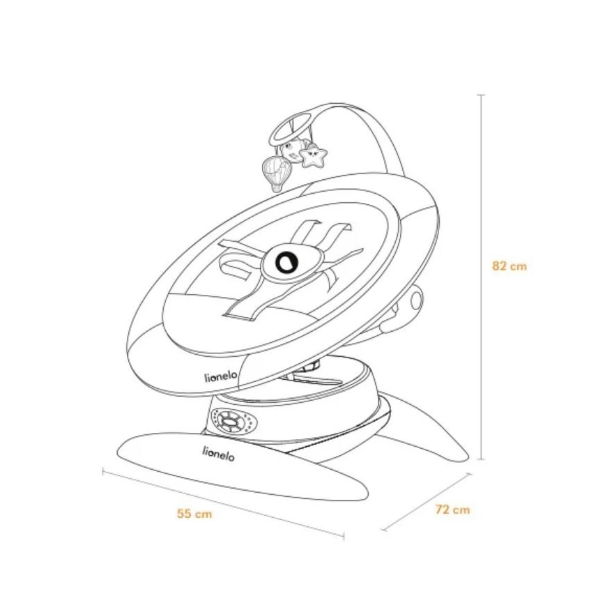 Lionelo - Bērnu šūpuļkrēsls ar melodiju MELL Beige Sand 4xAA + tālvadības pults