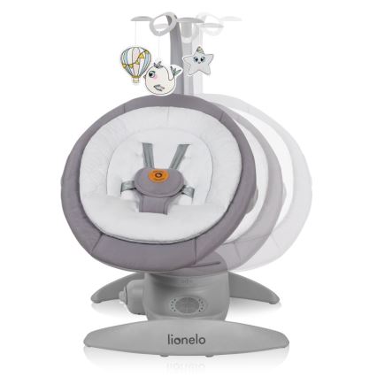 Lionelo - Bērnu šūpuļkrēsls ar melodiju MELL Grey Stone 4xAA + tālvadības pults