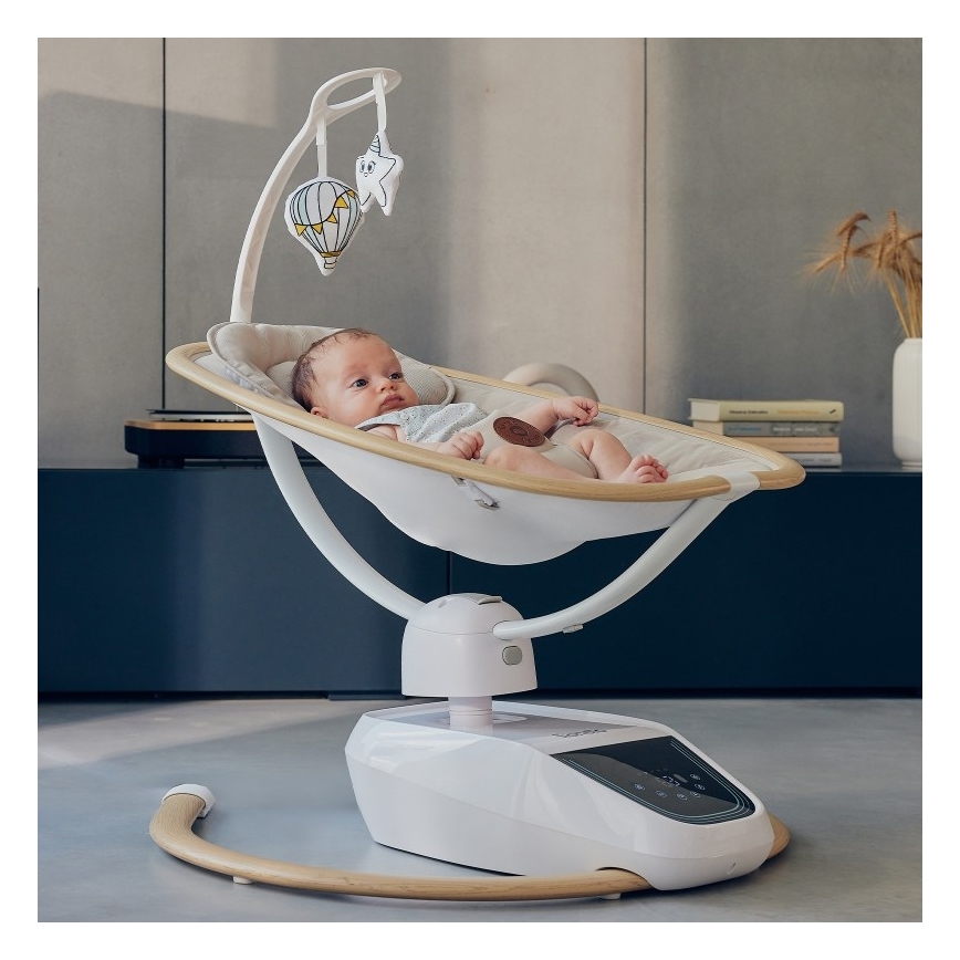 Lionelo - Bērnu šūpuļkrēsls ar melodiju OLIVIA Beige Natural + tālvadības pults