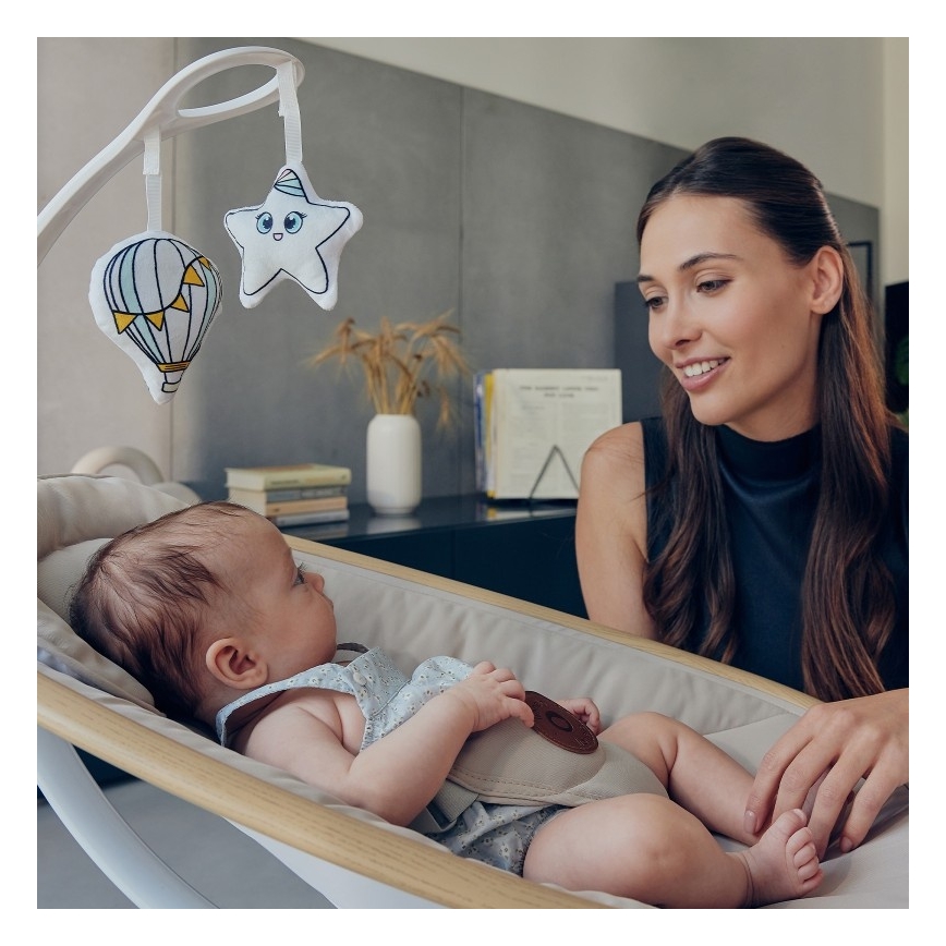 Lionelo - Bērnu šūpuļkrēsls ar melodiju OLIVIA Beige Natural + tālvadības pults