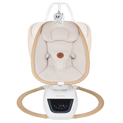 Lionelo - Bērnu šūpuļkrēsls ar melodiju OLIVIA Beige Natural + tālvadības pults