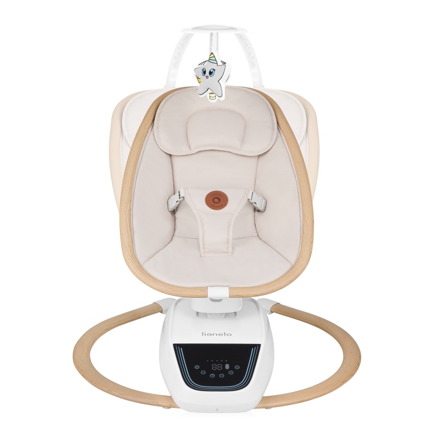 Lionelo - Bērnu šūpuļkrēsls ar melodiju OLIVIA Beige Natural + tālvadības pults