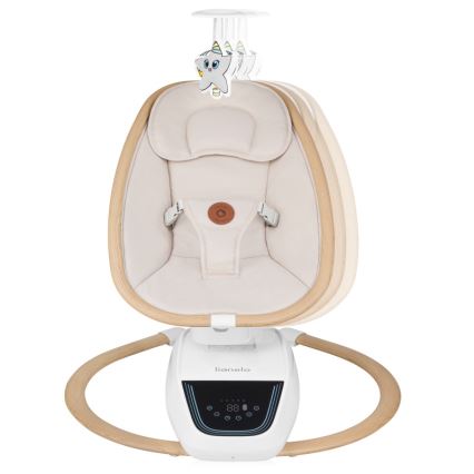 Lionelo - Bērnu šūpuļkrēsls ar melodiju OLIVIA Beige Natural + tālvadības pults
