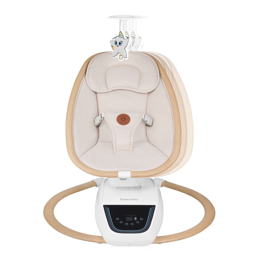 Lionelo - Bērnu šūpuļkrēsls ar melodiju OLIVIA Beige Natural + tālvadības pults