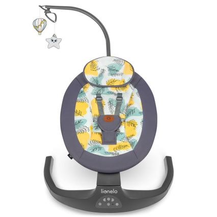 Lionelo - bērnu šūpuļkrēsls ar melodiju RALF 4xAA Grey Concrete + tālvadības pults